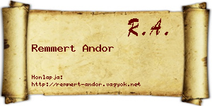 Remmert Andor névjegykártya